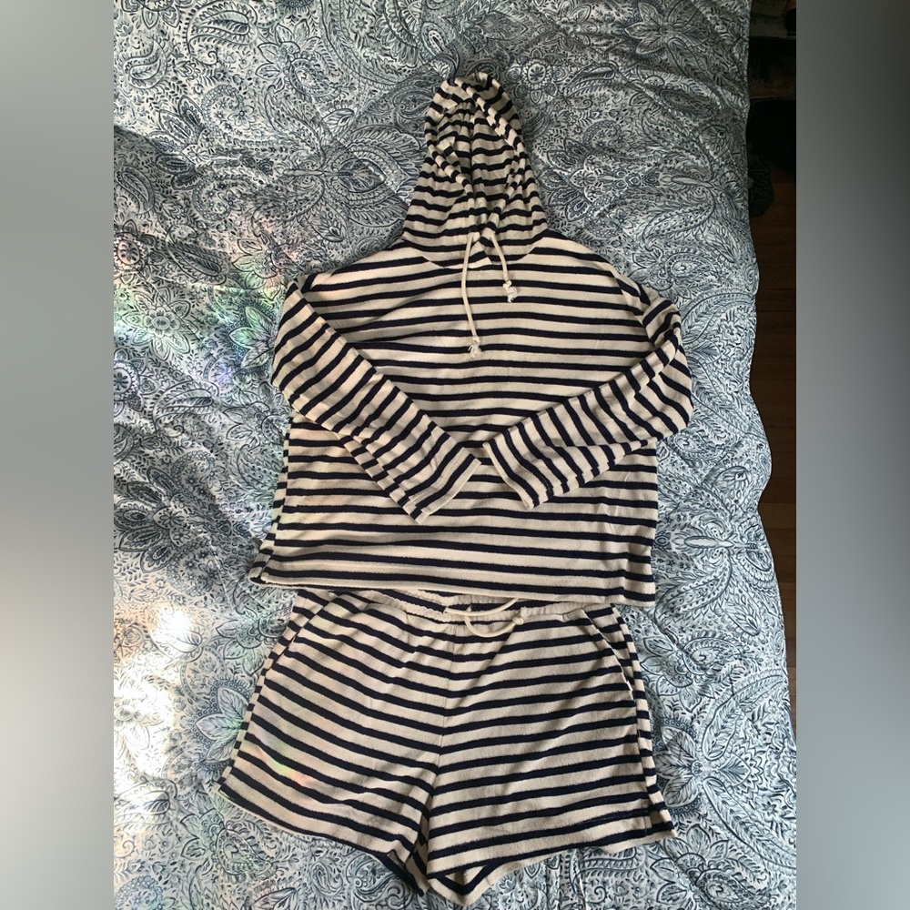 Love & Lore Terry Cloth Striped Lounge Set